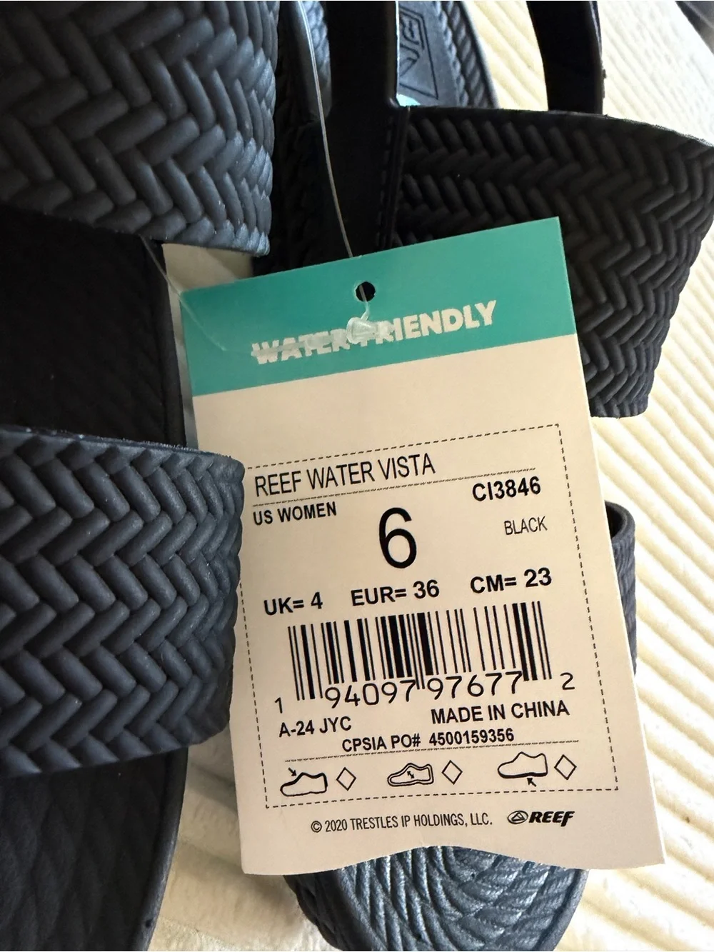 Reef Water Vista Black Textured Women's Sandals - Picture 2 of 8